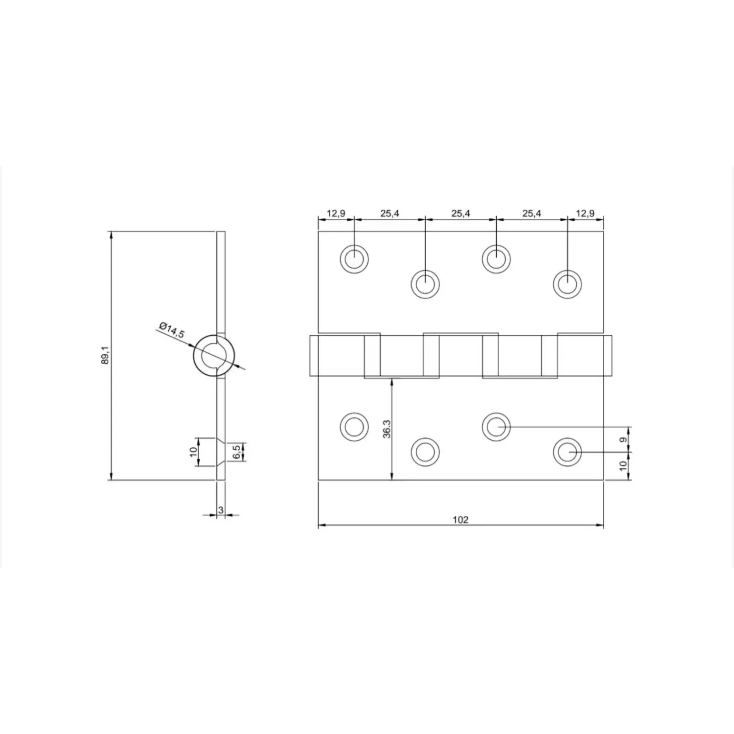 Stainless Steel Door Hinge Set (2 Pack) – 102 x 89 mm - Image 4